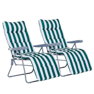 Outsunny Set 2 Sedie Sdraio da Giardino Pieghevoli Imbottite con Braccioli