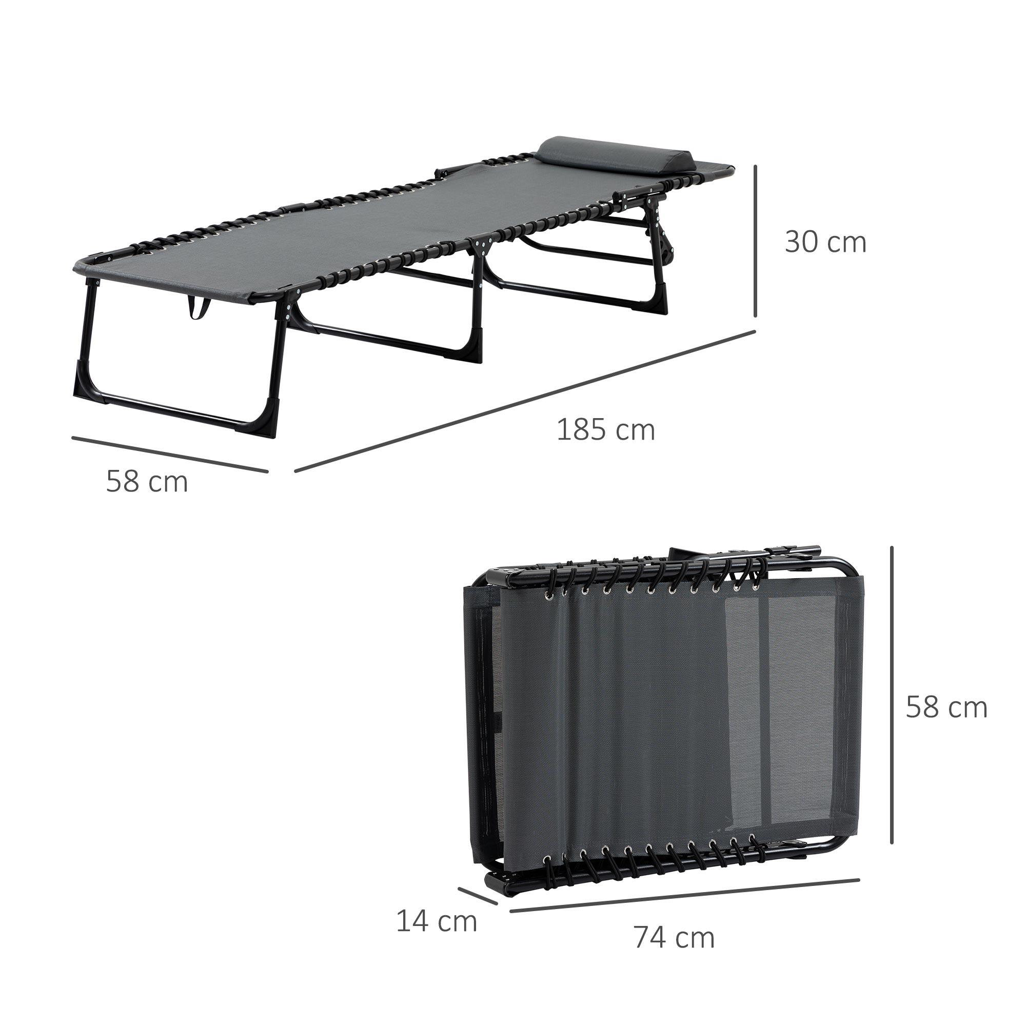 Tumbona Plegable Outsunny 185x58x30 cm Gris 3/7