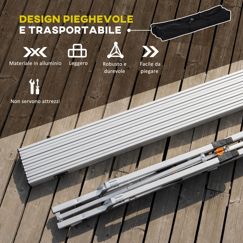 Outsunny Tavolo da Campeggio Pieghevole, Altezza Regolabile, Sostiene fino 40 Kg