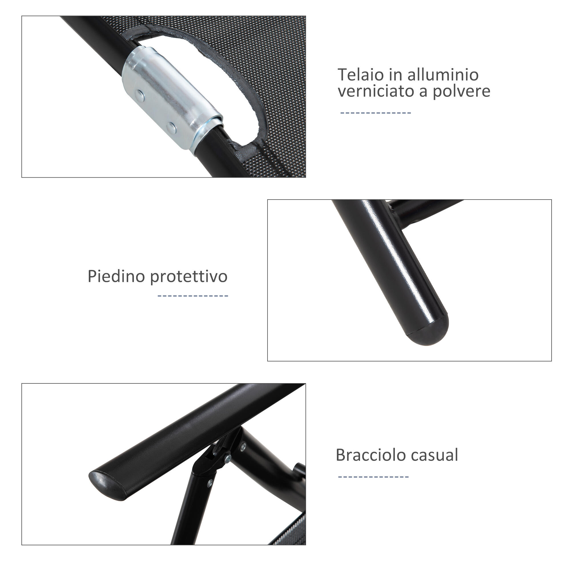 Outsunny Set 2 Sdraio da Giardino Pieghevole Schienale Regolabile 7 Posizioni 6/7