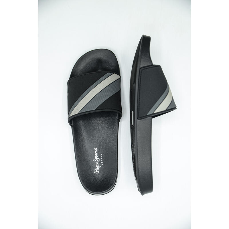 Flip papucs Pepe Jeans Slider Texture Beach Flip Flops, Fekete, Férfiak