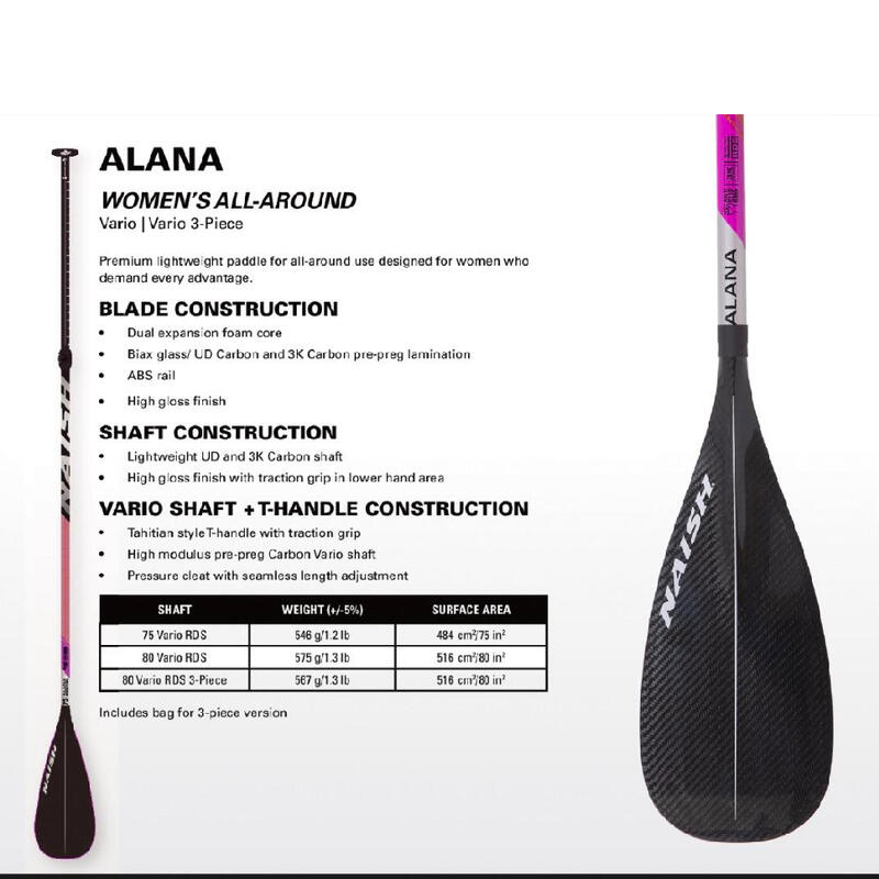 S27 Alana 80 Vario RDS Women's 2-piece SUP Paddle - Black/Purple/Pink