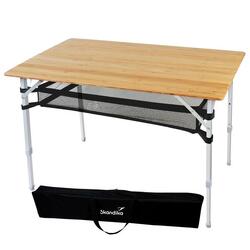Table de Camping Tolja - Pliante en Bambou et Aluminium - 100x65 cm