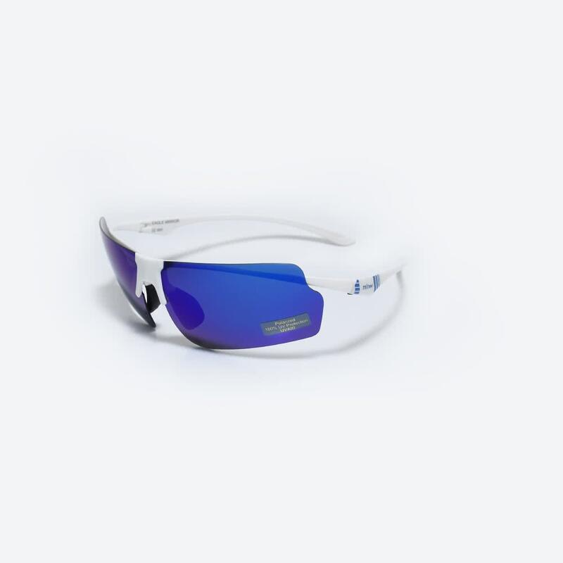 Eagle Mirror 02 成人款偏光濾鏡健行太陽眼鏡 - 白色/藍色