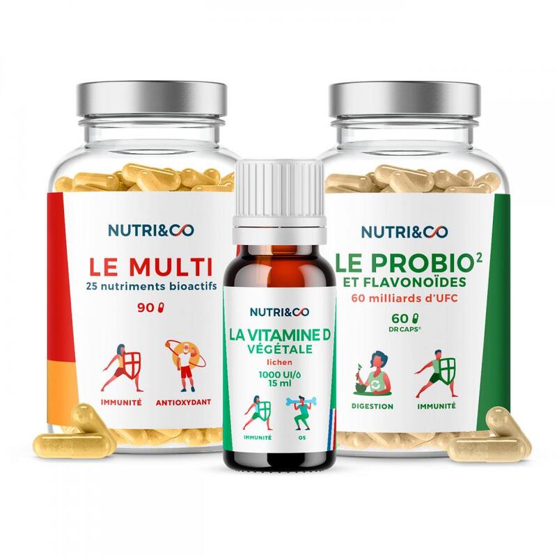 NUTRI&CO • Pack Immunité • Multi + Probio + Vitamine D • Tonus Vitalité Immunité