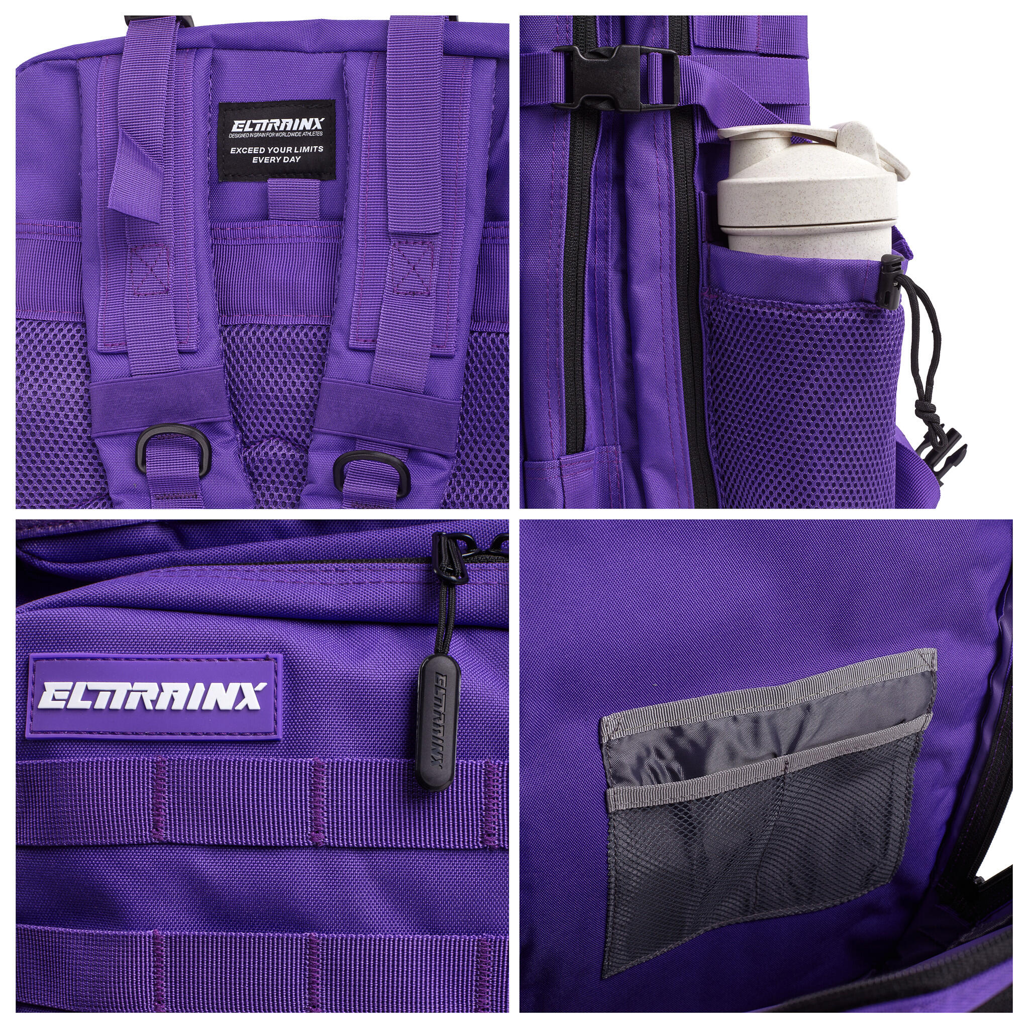 Mochila Elitex V1 Violeta 45L Cabina Entrenamiento Repelente Agua 6/7