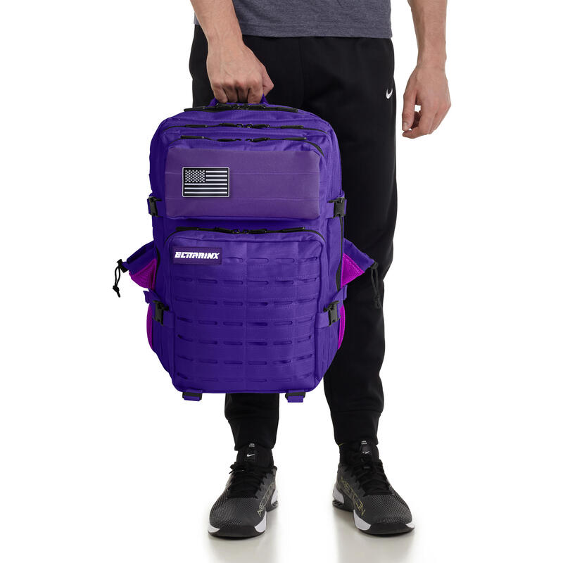 Mochila Táctica Militar ELITRAINX V2 VIOLETA 45L para Deporte y Viajes