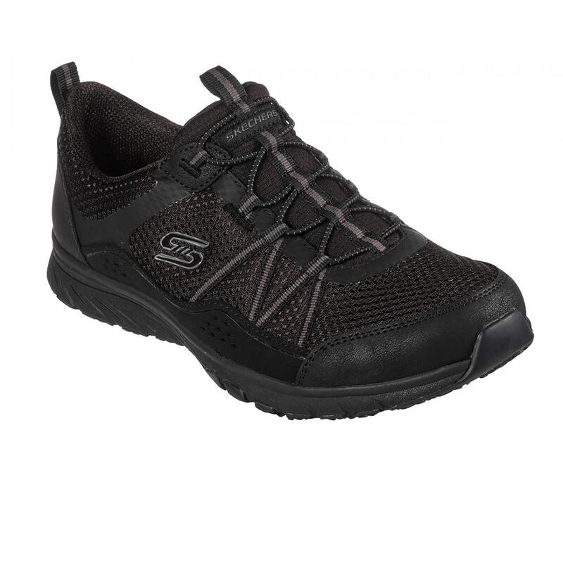 Zapatillas Deportivas Caminar de Mujer Skechers 104282_BBK Negras con Elásticos