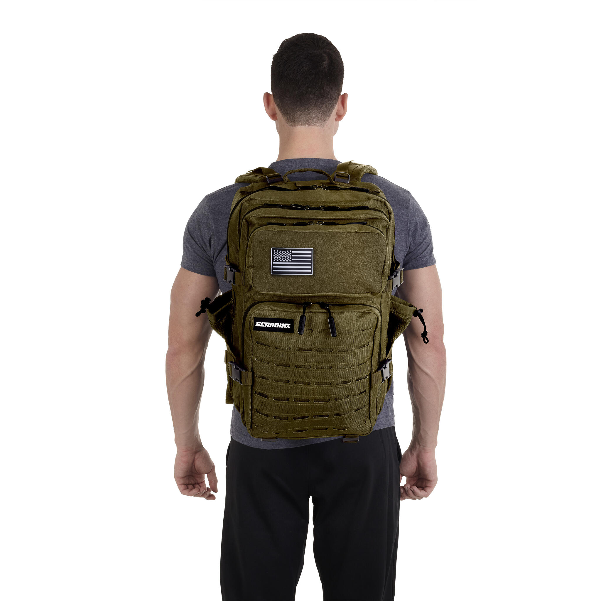 Mochila Elitex V2 Verde 45L Cabina Entrenamiento Repelente Agua 3/8