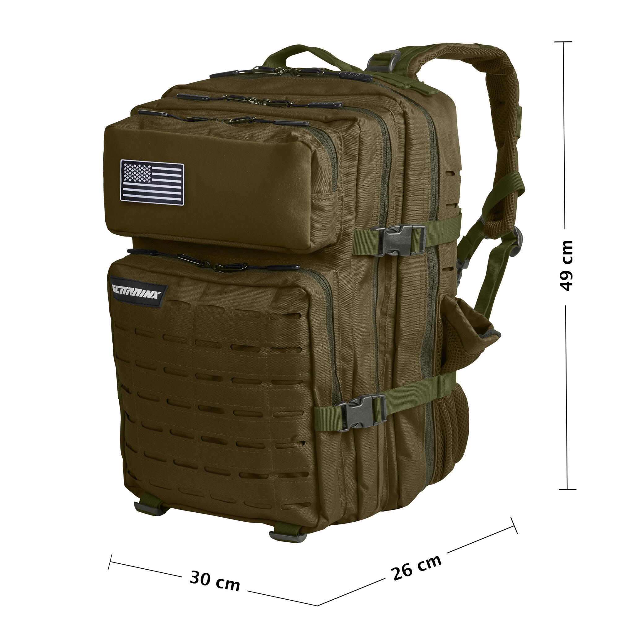 Mochila Elitex V2 Verde 45L Cabina Entrenamiento Repelente Agua 4/8