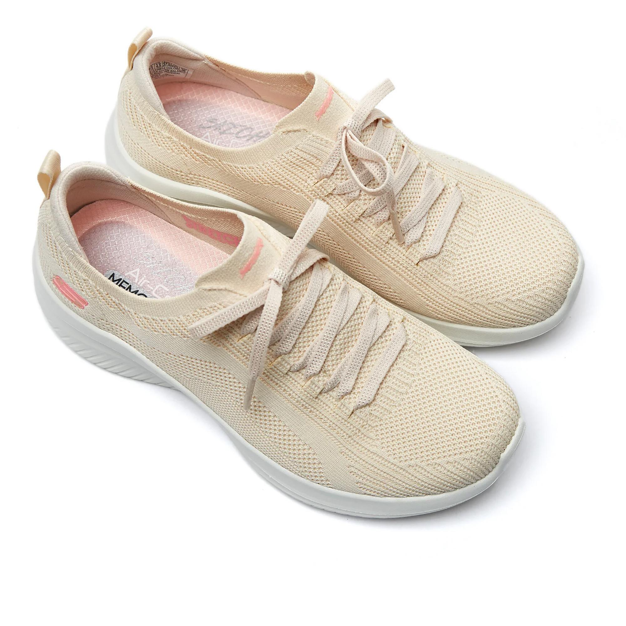 Sapatos de caminhada para mulher Skechers 149854_NAT Beige Lace-Up Shoes 2/6