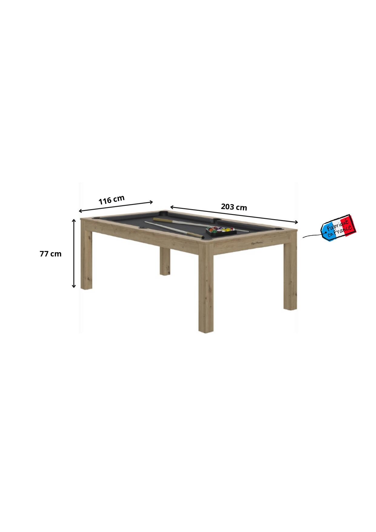 BILLARD CHARME CHENE SABLE - DRAP ROUGE AVEC PLATEAUX TABLE 4/4