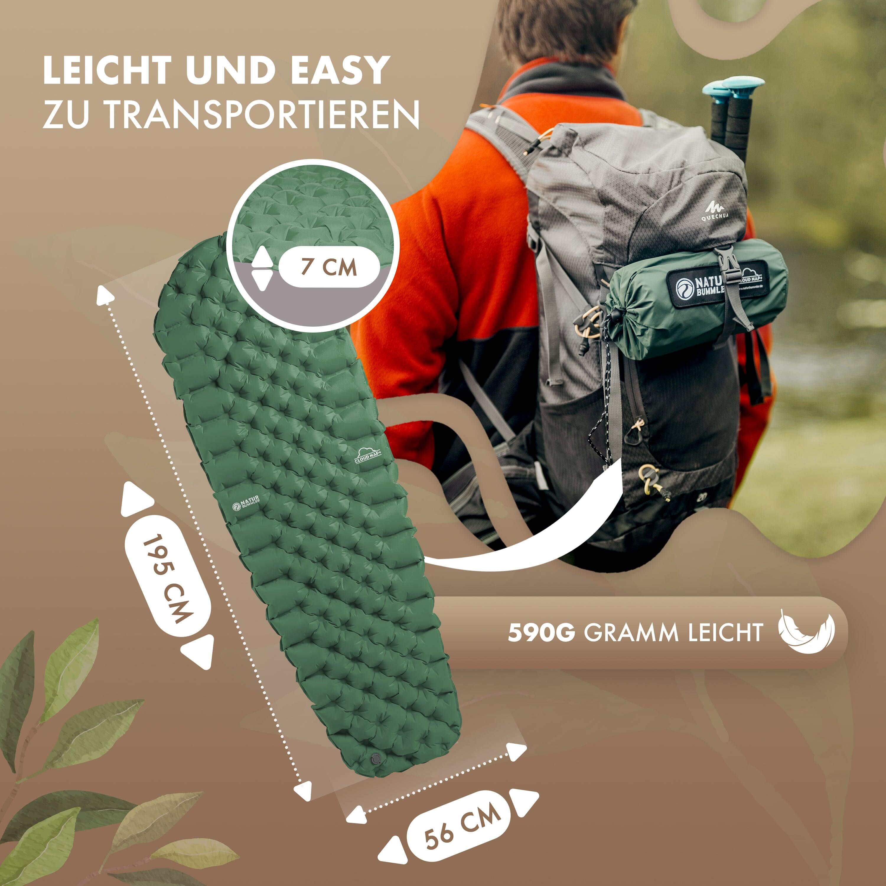 Naturbummler ® Camping Isomatte Outdoor 195x56cm [Co2-Neutral] inkl. Tragetasche 3/8