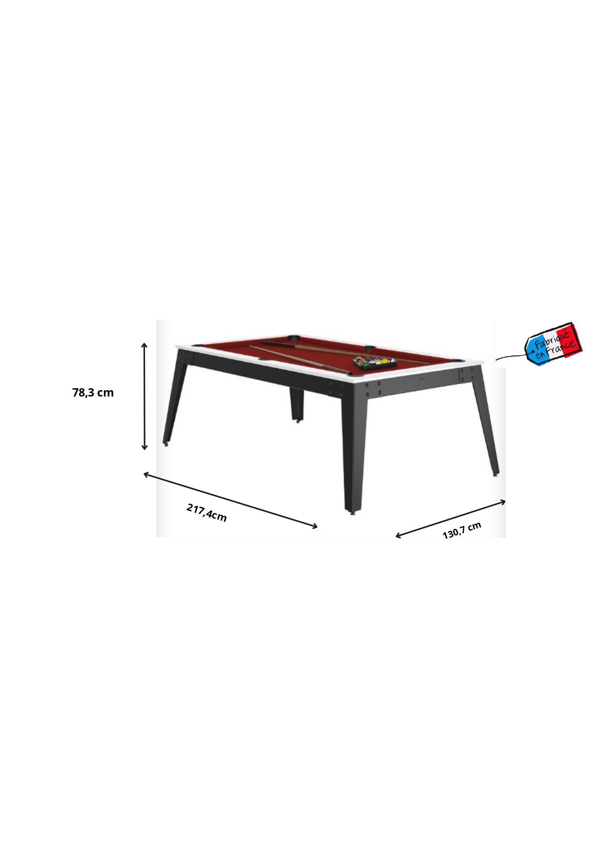 BILLARD STEEL BLANC - PIEDS GRIS - DRAP ROUGE AVEC PLATEAUX TABLE 4/4