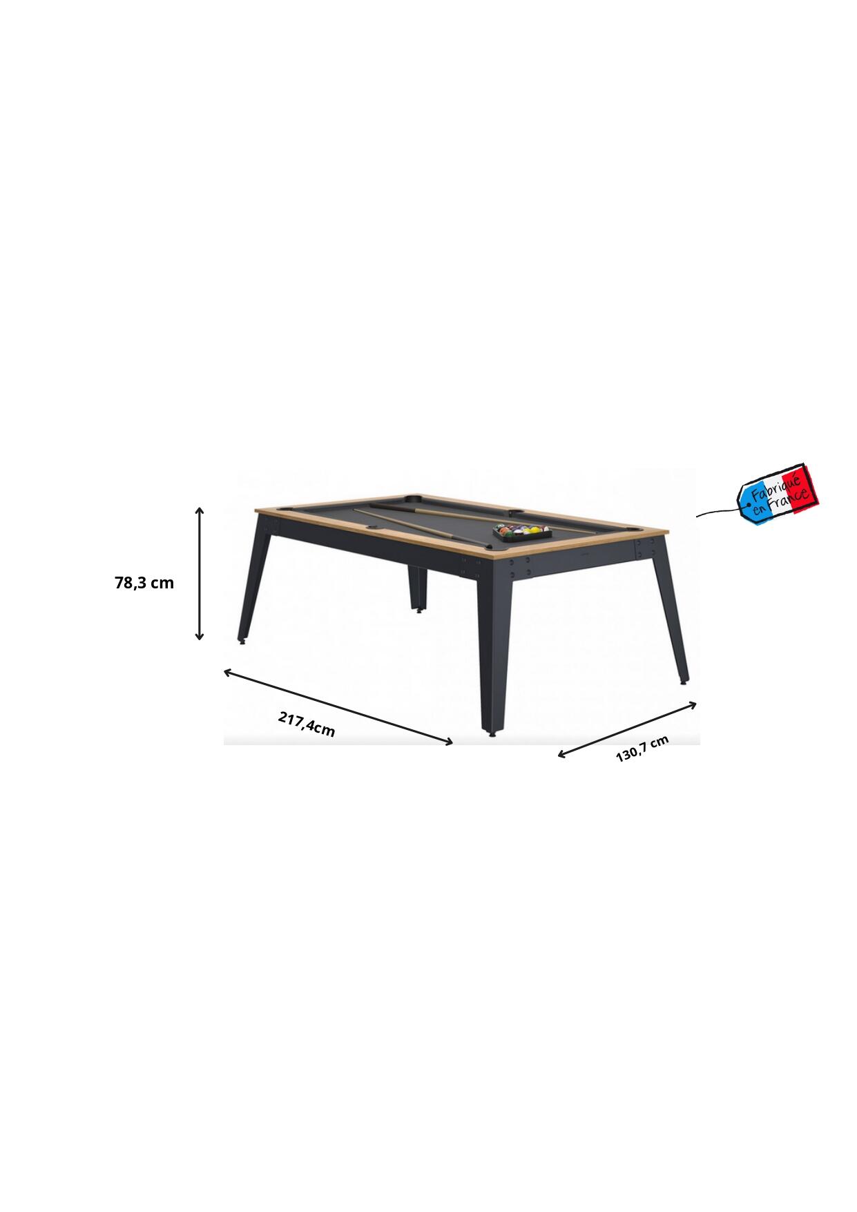 BILLARD STEEL CHENE SABLE - PIEDS GRIS - DRAP ROUGE AVEC PLATEAUX TABLE 4/4