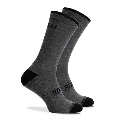 Radsport Winter Lange Fahrradsocken Merinowolle Schwarz