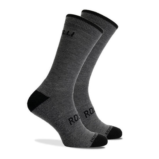 Radsport Winter Lange Fahrradsocken Merinowolle Schwarz
