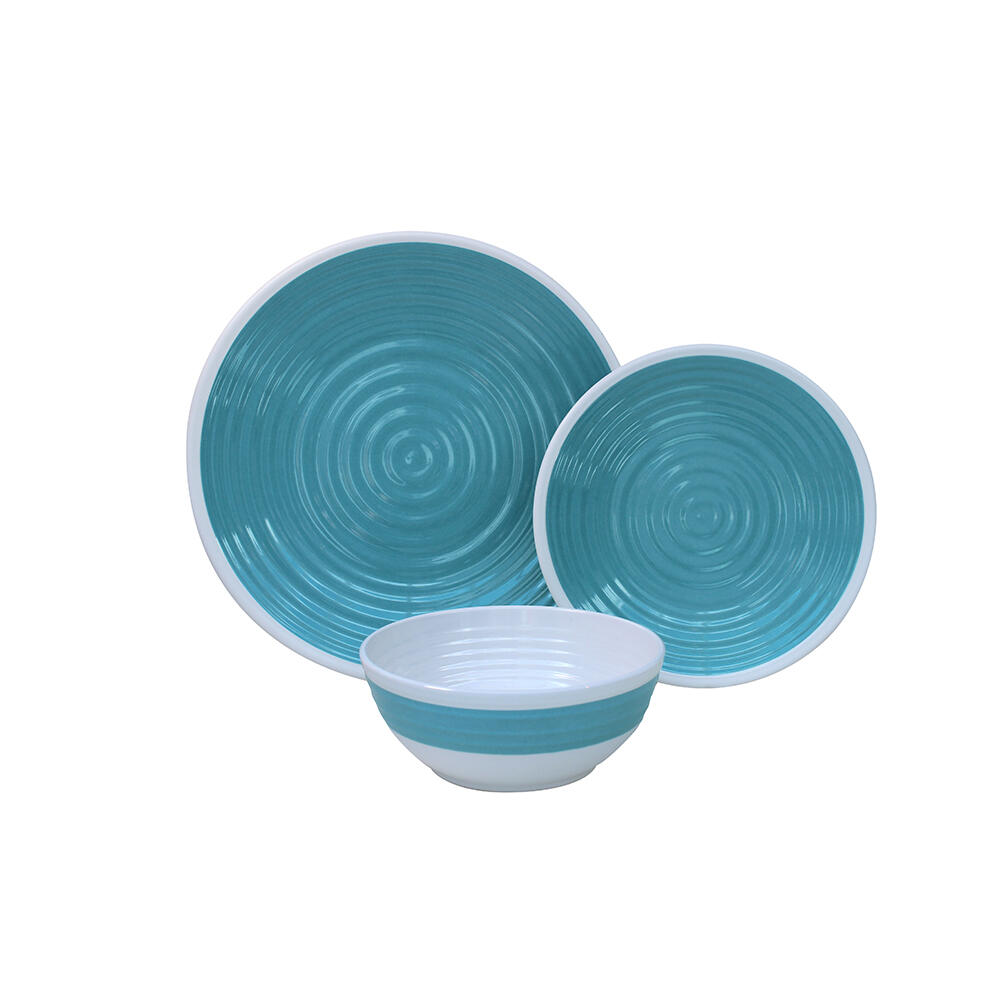 OUTDOOR REVOLUTION Premium 12pc Melamine Plate & Bowl Set Blue