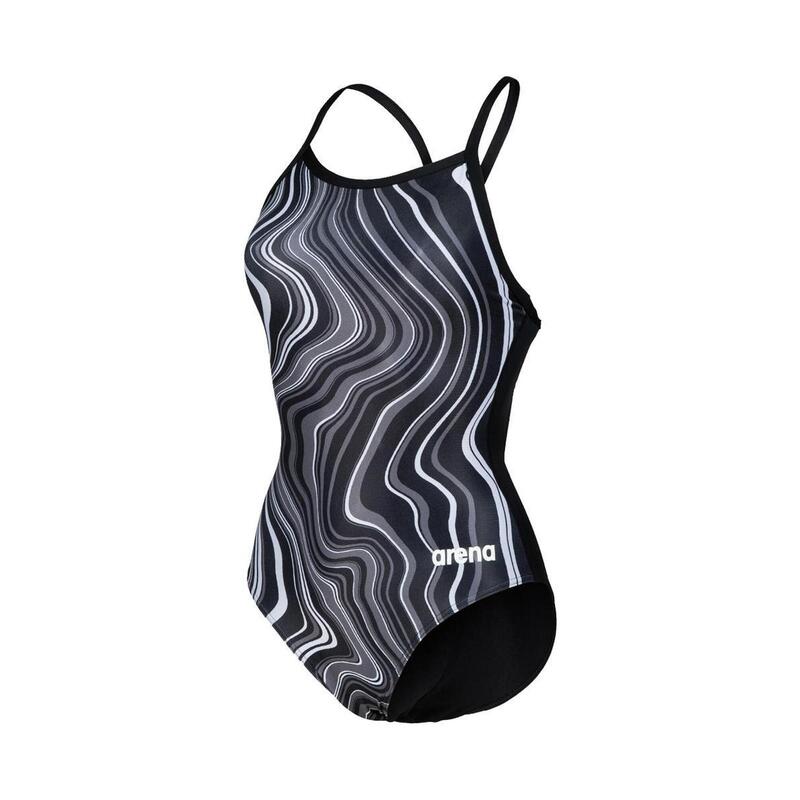 Arena Marbled Lightdrop Back Swimsuit - Black/Multi