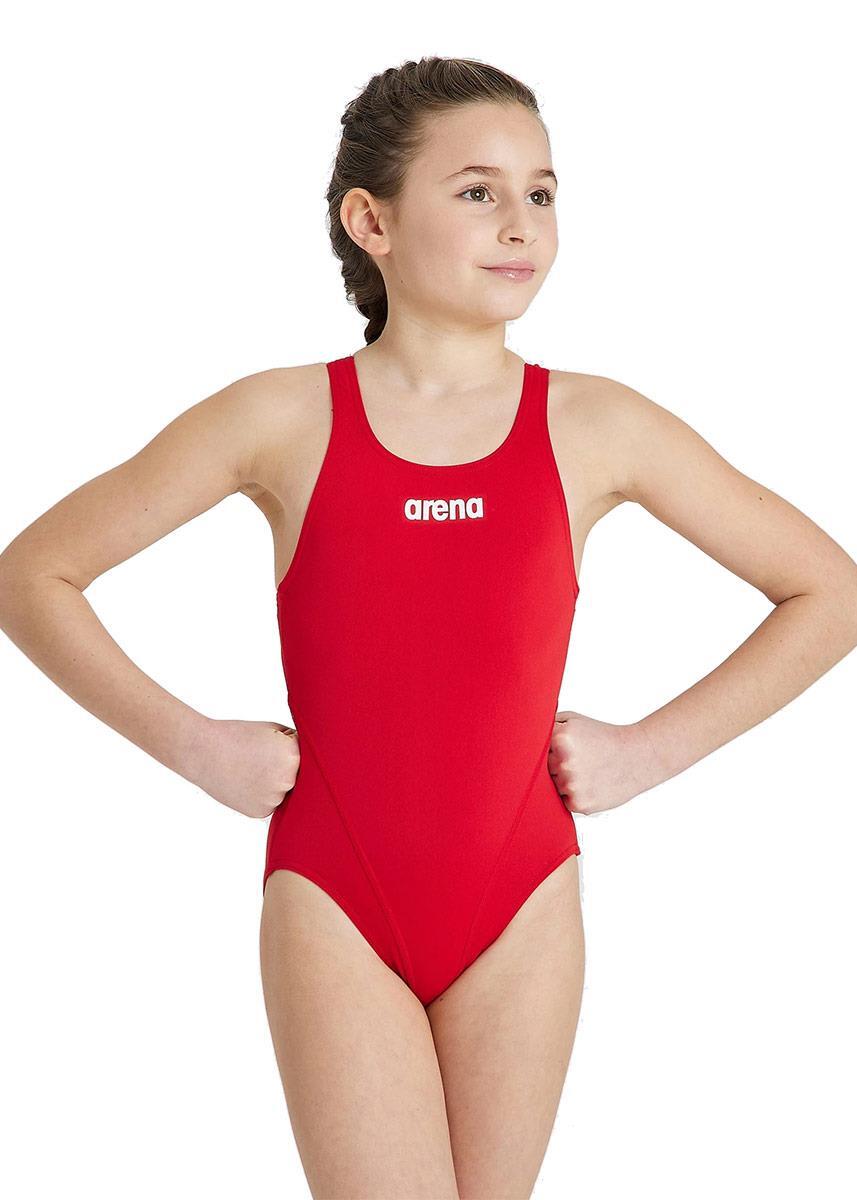 arena Girls Sports Swimsuit Solid Swim Tech, Red-White 1/5