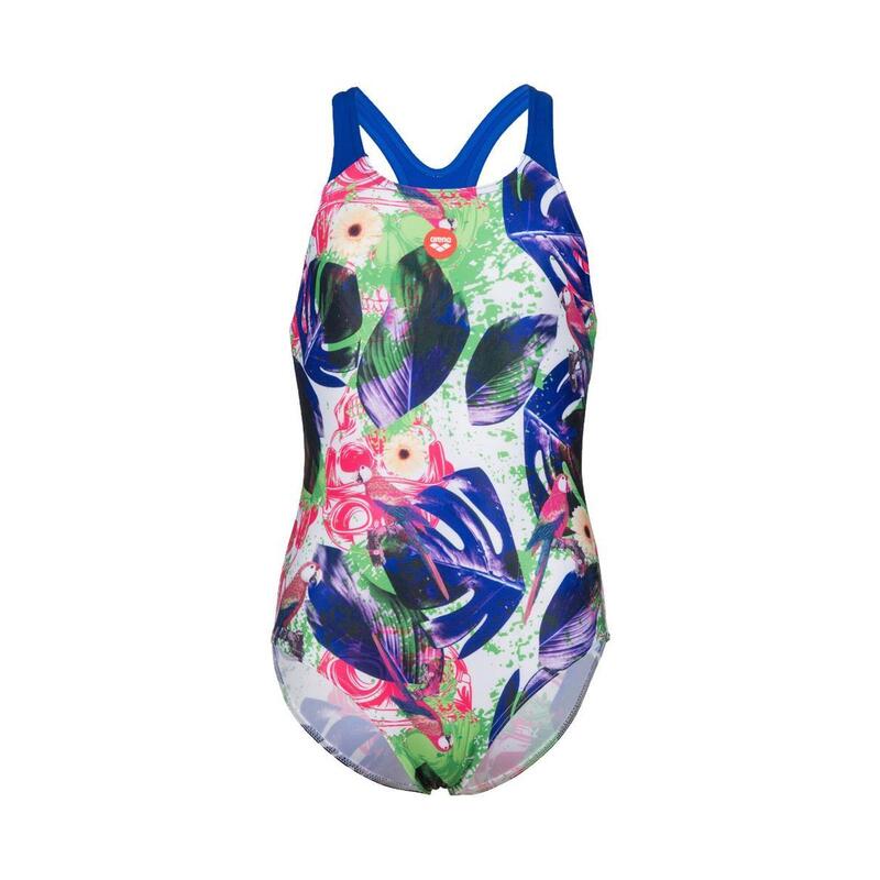 Arena Girl's Crazy Swimsuit - Neon/Blue/Multi