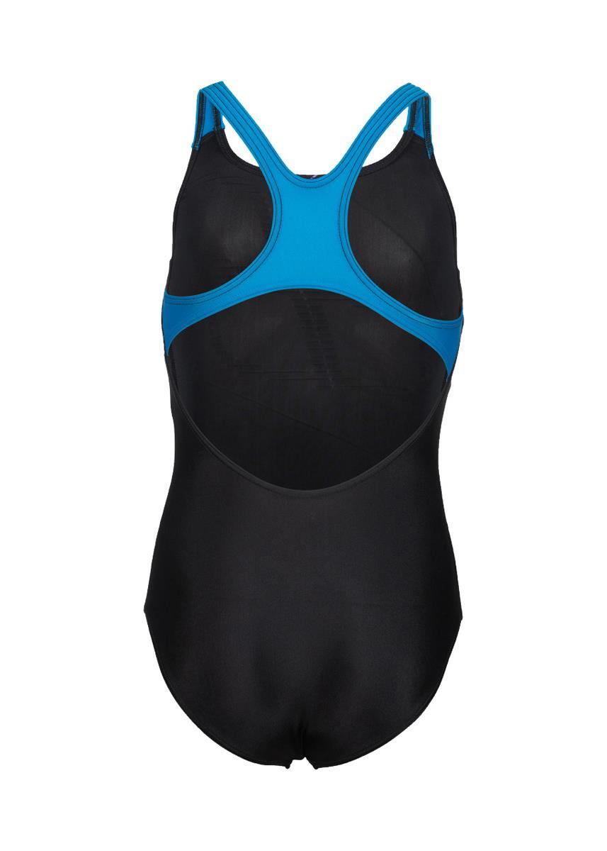 Arena Girl's Swim Pro Logo Swimsuit - Black/Turquoise 4/5