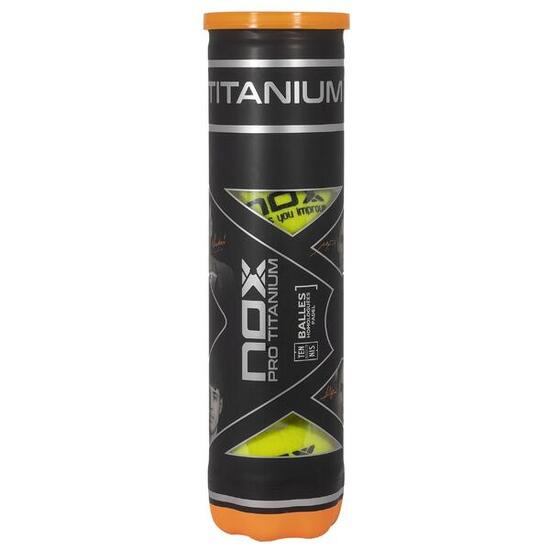 Bote de 4 pelotas de pádel PRO TITANIUM NOX