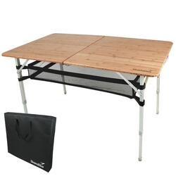 Table de Camping Tolja - Pliante en Bambou et Aluminium - 120x70 cm