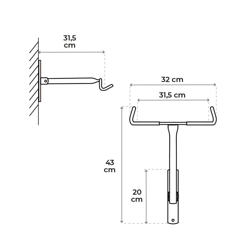 Soporte plegable para bicicleta Incluye elementos de fijación Fácil instalación