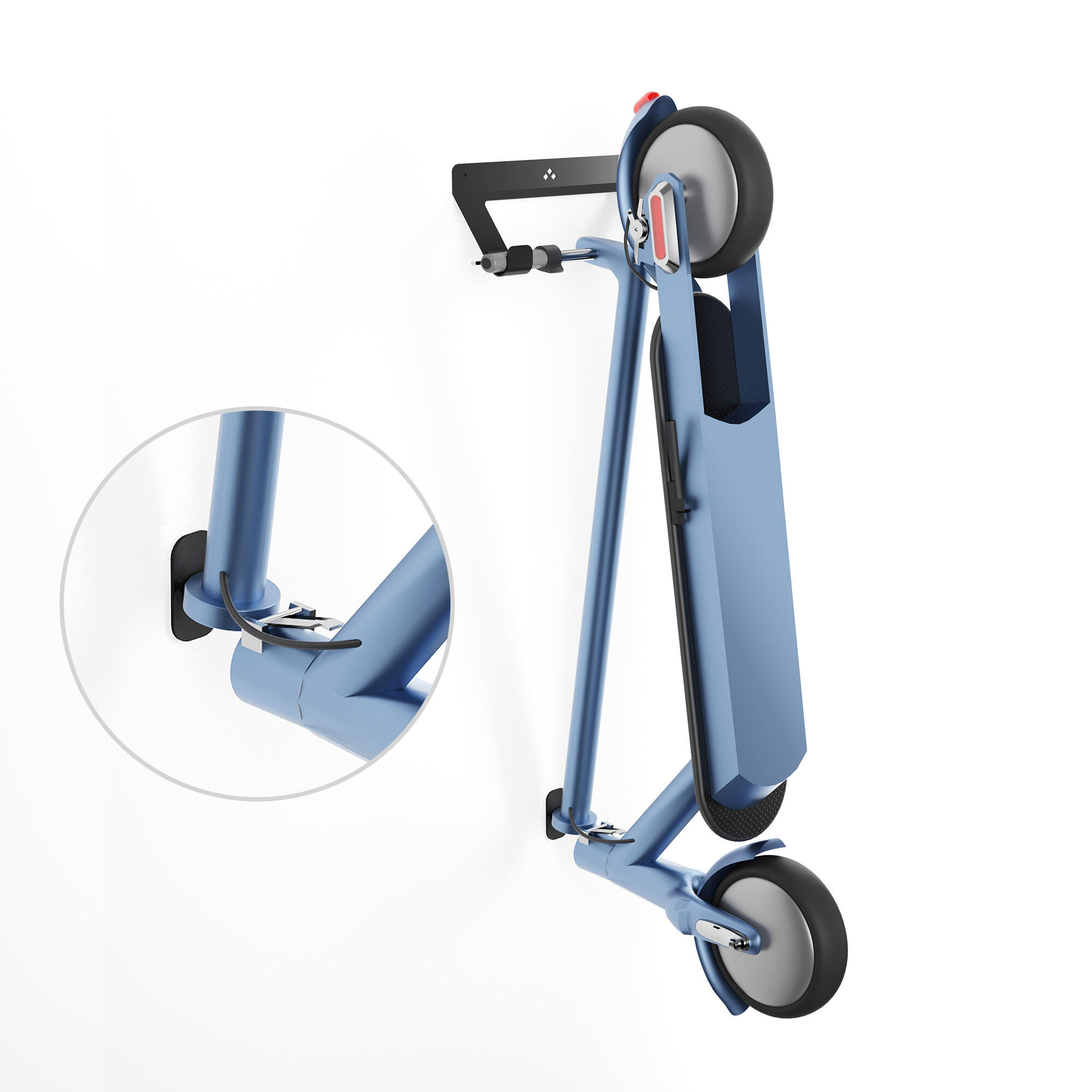 Soporte de pared para patinete eléctrico con protector para manillar y pared 7/7