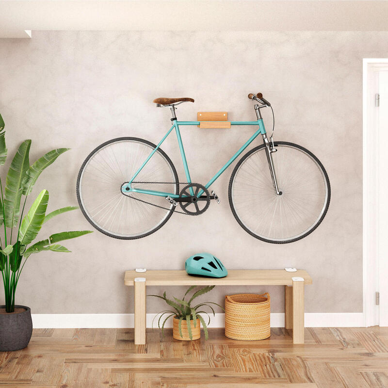 Soporte fijo de pared para bicicleta hecho con madera Incluye tornillos