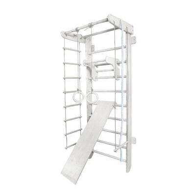 Holz Sprossenwand mit Rutsche, Trapez und Klimmzugstange