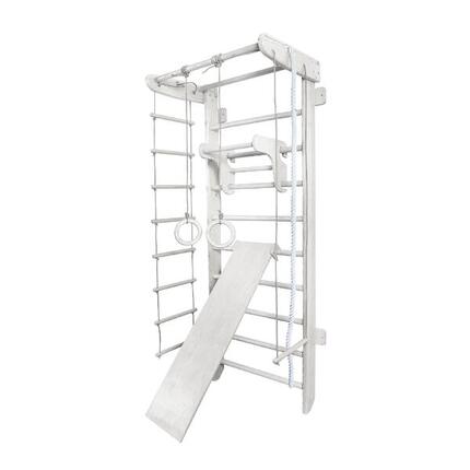 Holz Sprossenwand mit Rutsche, Trapez und Klimmzugstange