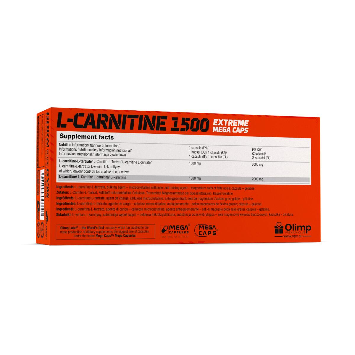 L-Carnitine 1500 Mega Caps - 120 pièces 2/3