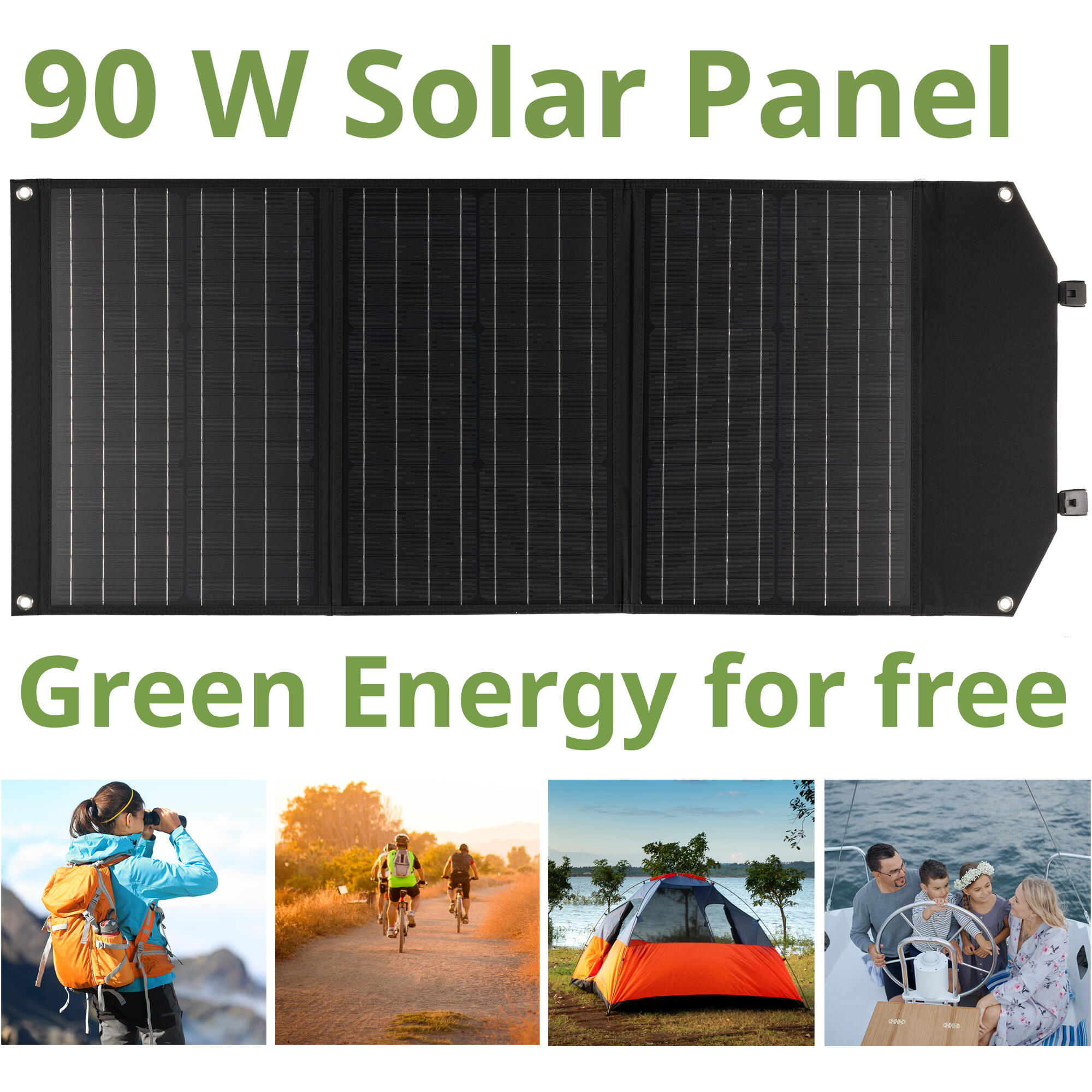 Mobiles Solar-Ladegerät 90 Watt mit USB- u. DC-Anschluss 2/7