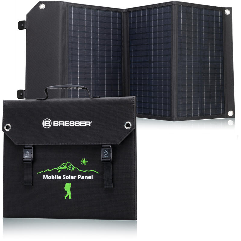 KIT Batteria esterna portatile 500 W + Pannello solare 60 W Bresser, campeggio