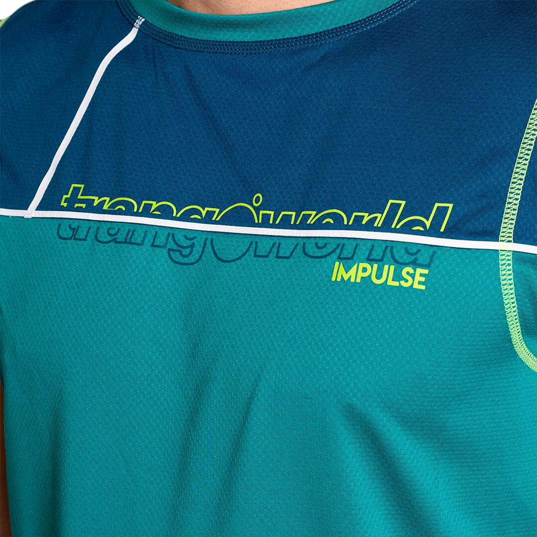 Camiseta de Trail Running para Hombre Trangoworld Bandama Verde/Azul 5/6