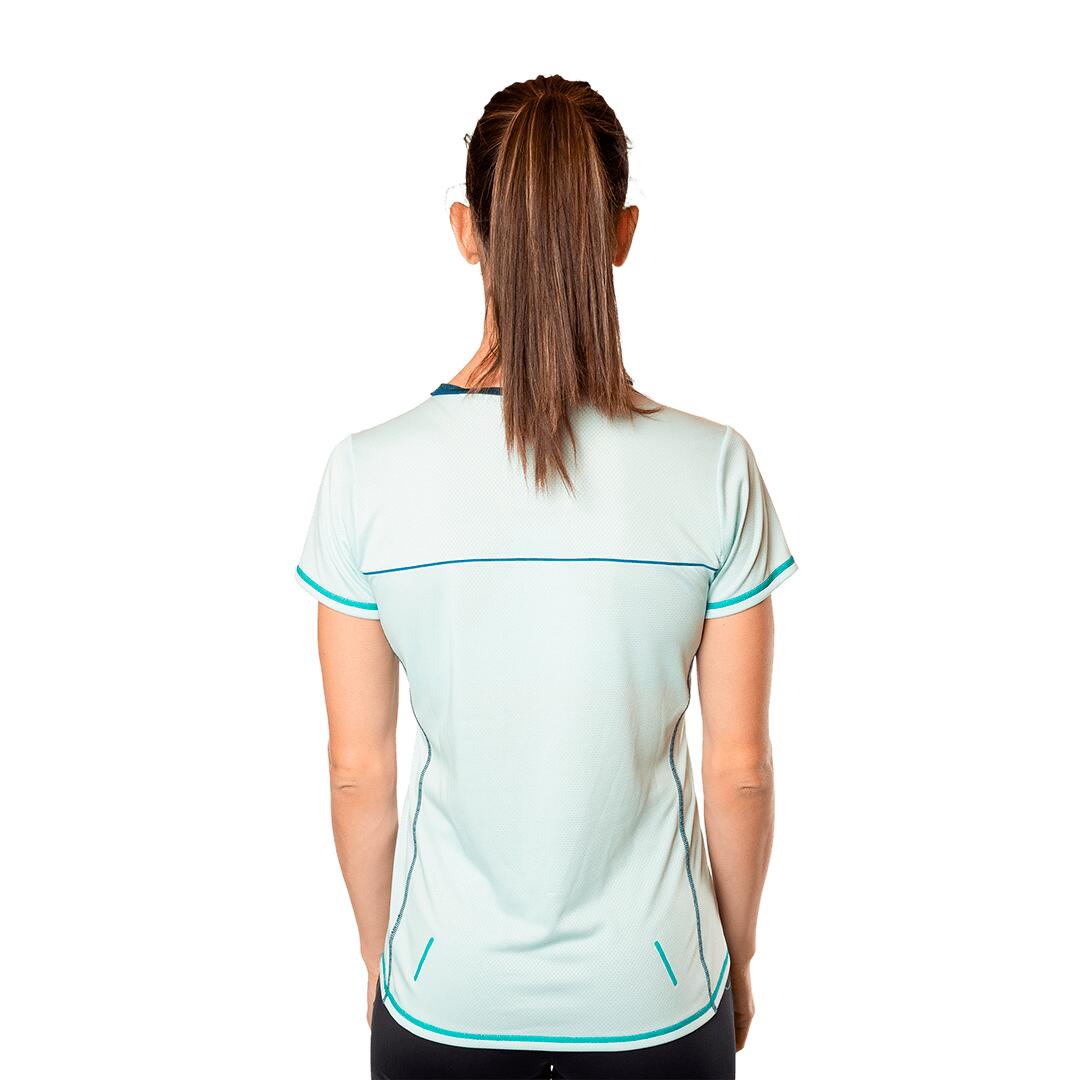 Camiseta de Trail Running para Mujer Trangoworld Sezze Azul/Azul protección UV+ 4/6