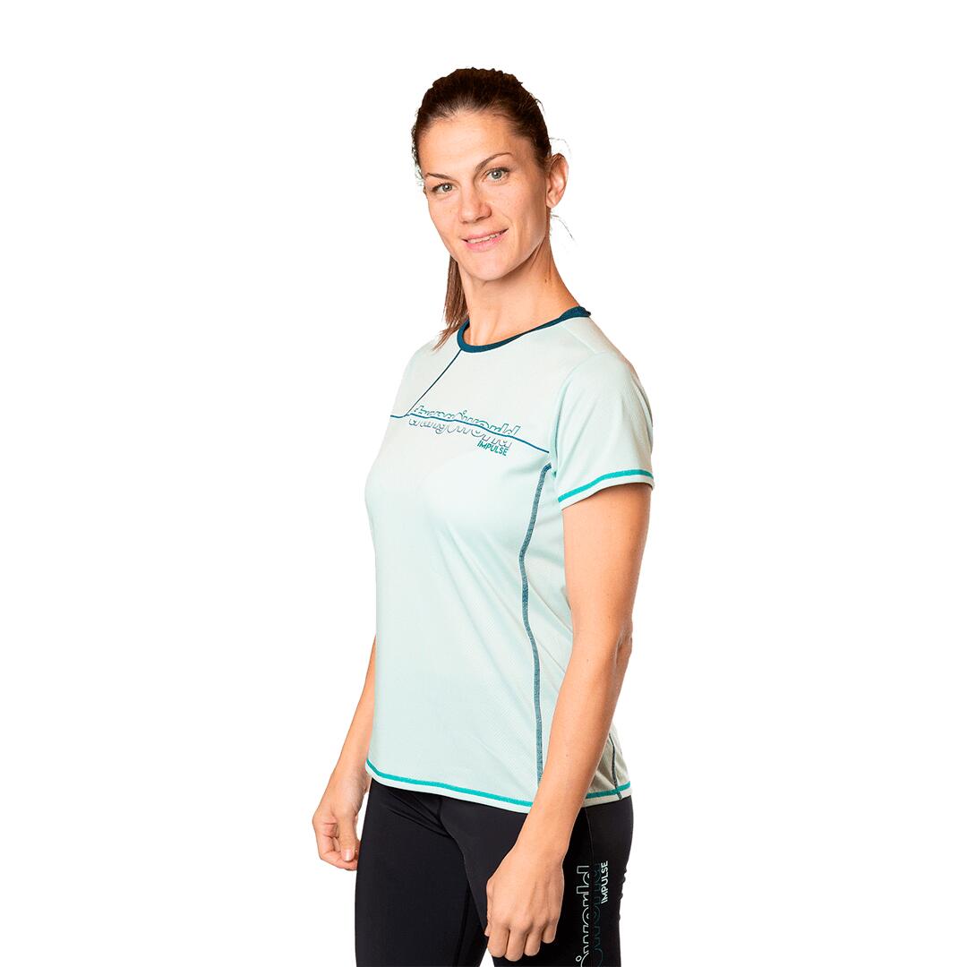 Camiseta de Trail Running para Mujer Trangoworld Sezze Azul/Azul protección UV+ 3/6