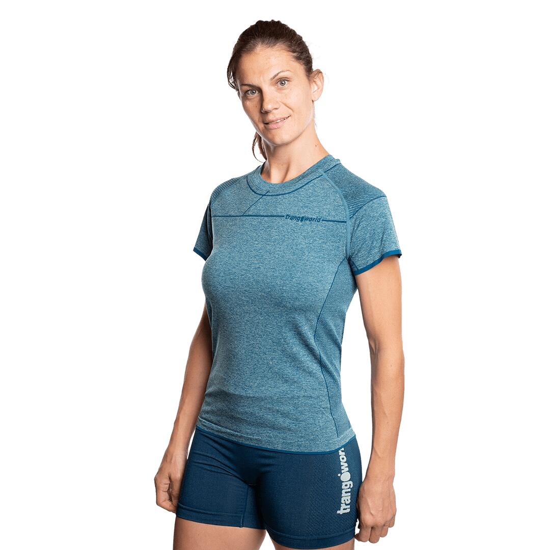 Camiseta de Trail Running para Mujer Trangoworld Arosa Azul/Azul 3/6