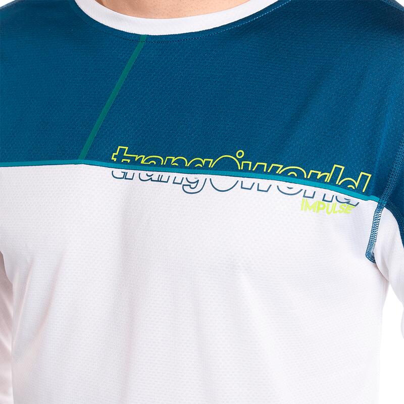 Camiseta de manga larga para Hombre Trangoworld Aden Blanco/Azul protección UV+