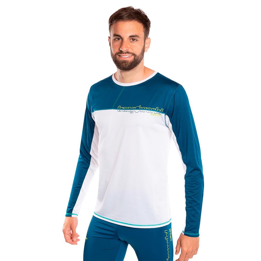 Camiseta manga larga de Trail Running para Hombre Trangoworld Aden Blanco/Azul 3/6