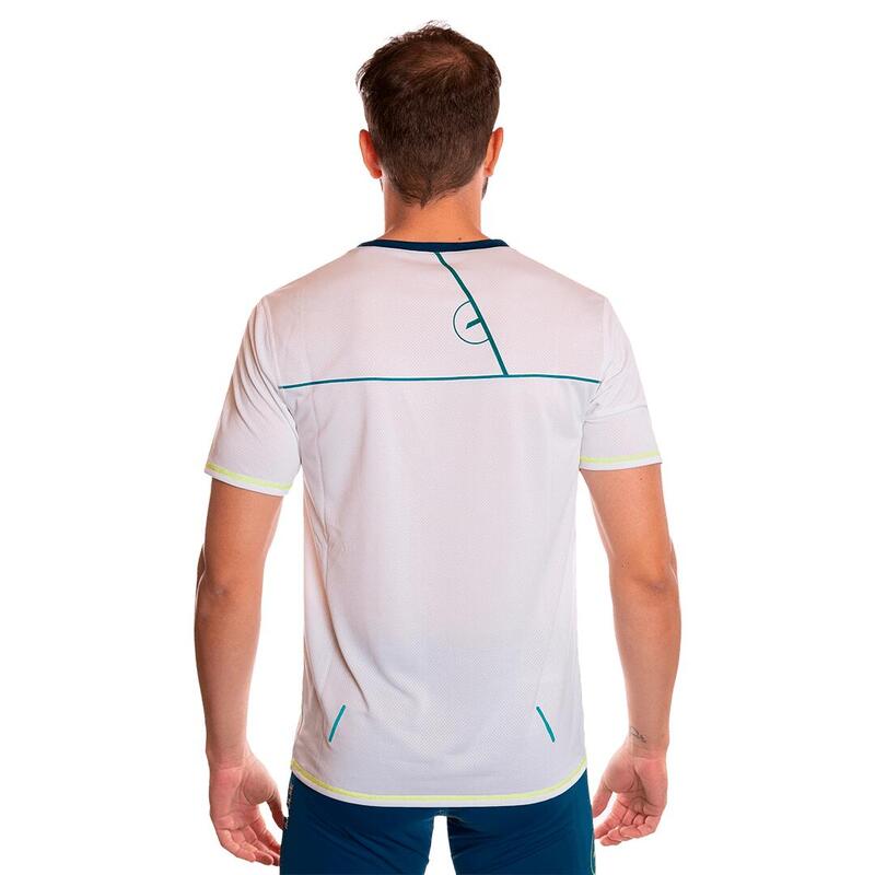 Camiseta de manga corta para Hombre Trangoworld Prato Blanco/Azul protección UV+