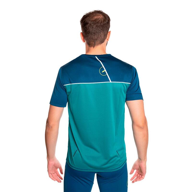 Camiseta de manga corta para Hombre Trangoworld Prato Verde/Azul protección UV+