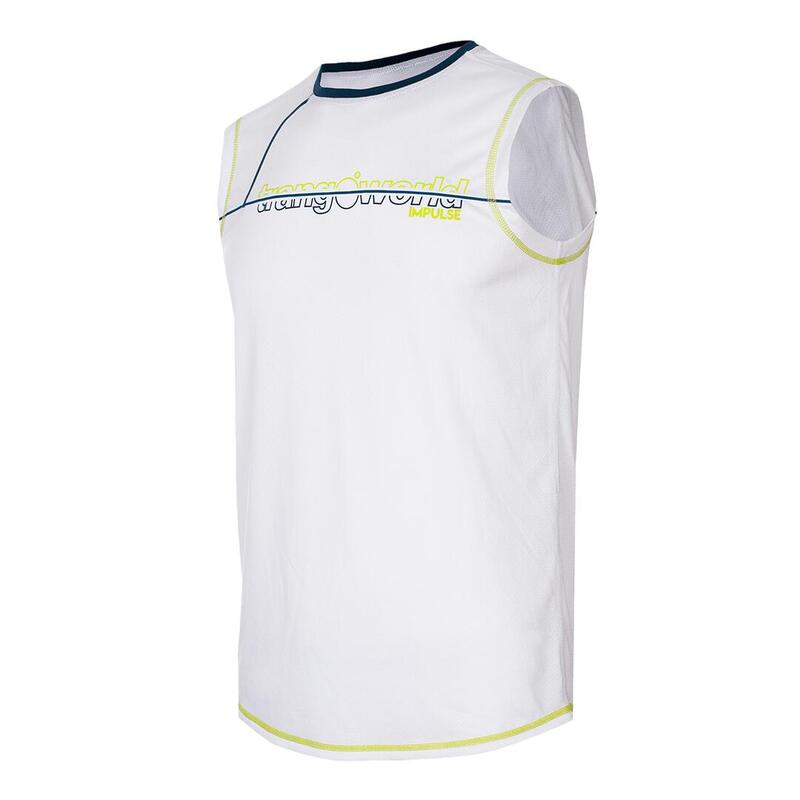 Camiseta sin mangas para Hombre Trangoworld Bandama Blanco/Azul protección UV+30