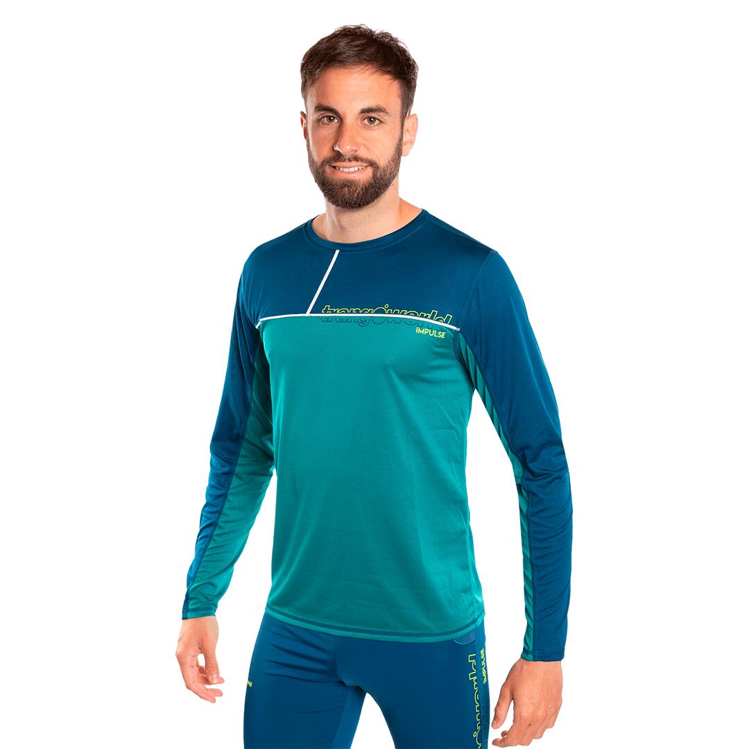 Camiseta de manga larga para Hombre Trangoworld Aden Verde/Azul protección UV+30 3/6