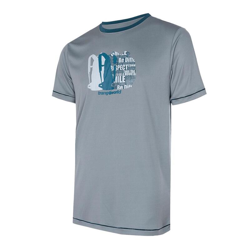 Camiseta de manga corta para Hombre Trangoworld Bojes Gris/Azul