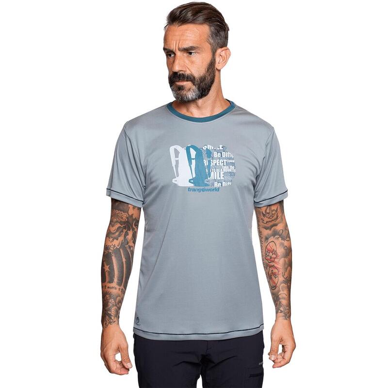 Camiseta de manga corta para Hombre Trangoworld Bojes Gris/Azul