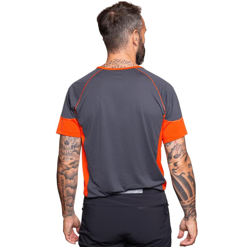 Camiseta de manga corta para Hombre Trangoworld Rapi Gris/Naranja