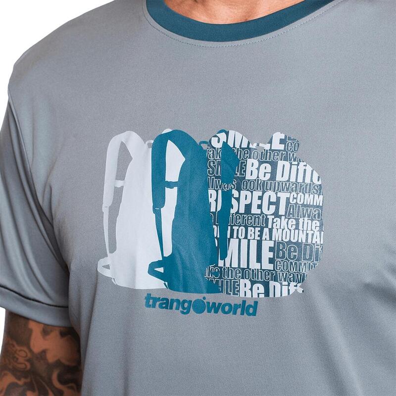 Camiseta de manga corta para Hombre Trangoworld Bojes Gris/Azul